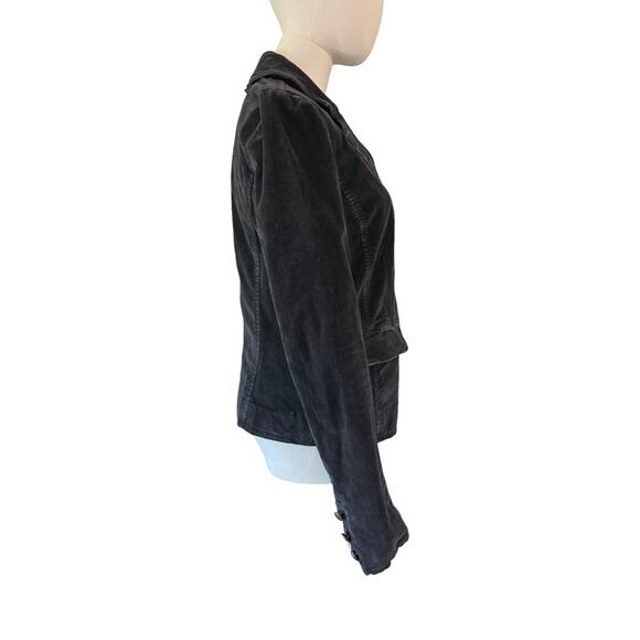 Free People Black Corduroy Blazer Metal Buttons Fitted Jacket Sz 6 - Picture 5 of 8